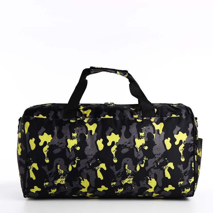 Сумка дорожная на молнии, наружный карман, длинный ремень, цвет жёлтый/чёрный Сумка дорожная на молнии, наружный карман, длинный ремень, цвет жёлтый/чёрный