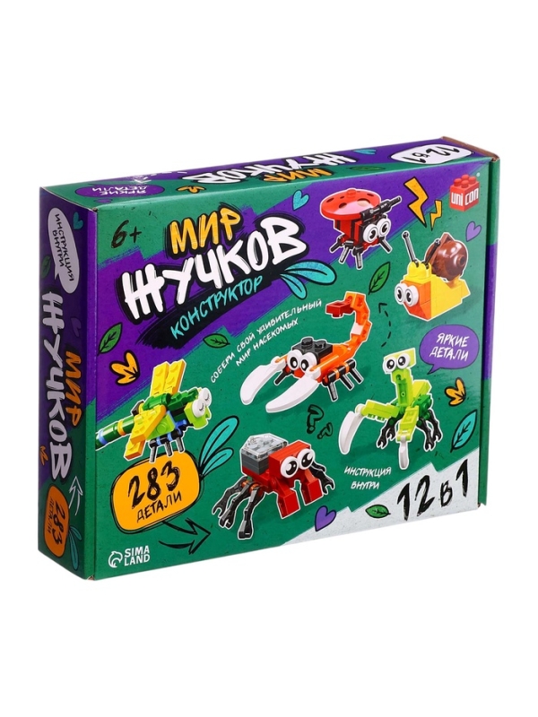 UNICON Конструктор  UNICON Конструктор "Мир Жучков", 12 в 1