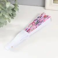 Веер пластик, текстиль "Розы" МИКС 23 см