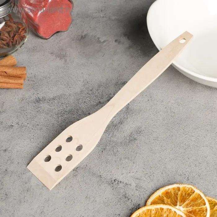 Лопатка деревянная 245х45х4 мм  Лопатка деревянная 245х45х4 мм "Берёза ЛЮКС" с отверстиями в евро-слоте