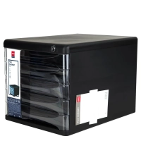 Бокс с выдвижными лотками Deli E9795Bl 5 выдвижн лотков с замком черный