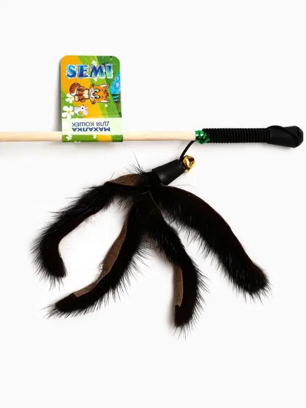 Дразнилка - удочка &laquo;Норковая пальма&raquo;, на деревянной палочке