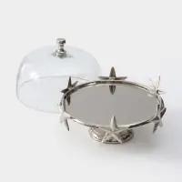 Тортовница со стеклянной крышкой &laquo;Звёзды&raquo;, 21&times;21&times;23 см, алюминий