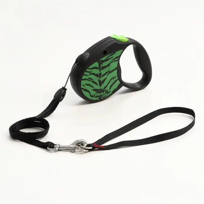 Рулетка Flexi Safari S, 5 м, трос, до 12 кг, green Tiger