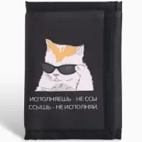 Кошелёк детский на липучке &laquo;Выбражулька&raquo;, цвет чёрный