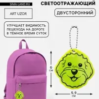 Светоотражающий элемент, брелок &laquo;Морда&raquo;, двусторонний, 5.9&times;6 см, жёлтый