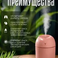 Увлажнитель воздуха Luazon HM-20, ультразвуковой, 220 мл, настольный, подсветка, розовый