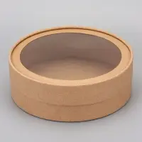 Набор круглых подарочных коробок, завальцованные с окном, крафт, набор 8 шт. , 18×6 см Набор круглых подарочных коробок, завальцованные с окном, крафт, набор 8 шт. , 18×6 см