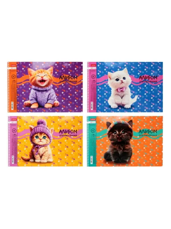 Альбом д/рис А4 40л на спирали Hatber Альбом д/рис А4 40л на спирали Hatber "Мы-котики!", выб лак, перфорац, 4В МИКС
