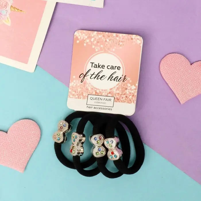 Резинка для волос Резинка для волос "Цветная сказка" (набор 4 шт) бантик, 4,5 см