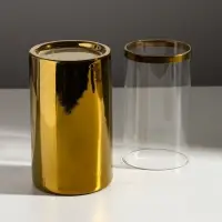 Подсвечник на 1 свечу &laquo;Хром&raquo;, керамика, стекло, d=7.5 см, золото, 9.2&times;9.2&times;29.5 см