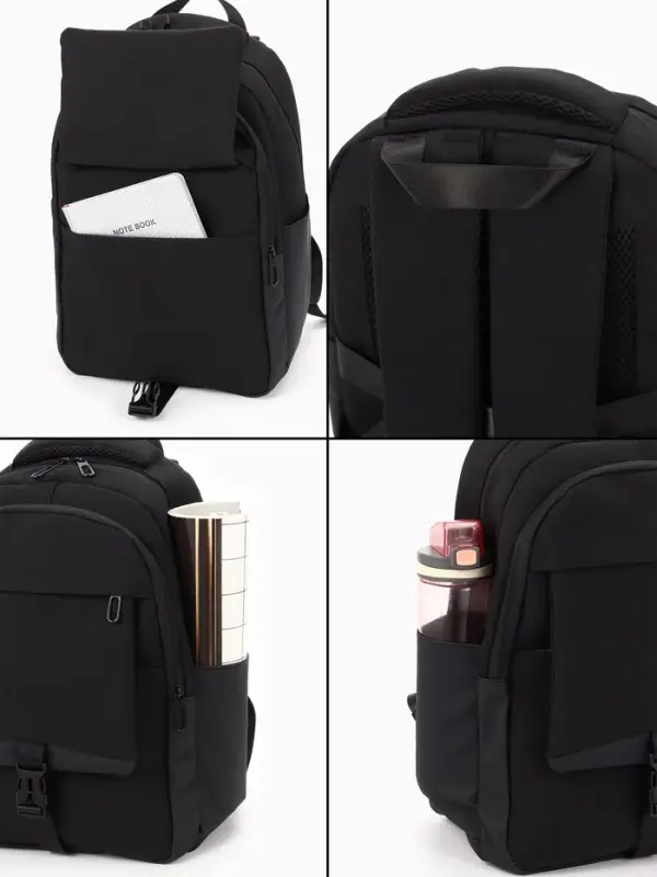 Рюкзак школьный, 2 отделения, 4 кармана, водонепроницаемое дно, 27&times;13&times;38.5 см, чёрный