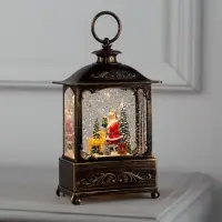 Светодиодная фигура &laquo;Дед Мороз и оленёнок&raquo; 14.5&times;22&times;8 см, металл, от батареек ААх3, USB, свечение тёплое белое