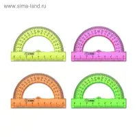 Транспортир 180°/8 см Стамм Neon Cristal, пластик, микс (цена за 1 шт.)