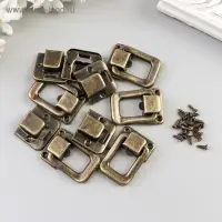 Замок для шкатулки, ключницы, металл под бронзу с крепежом, набор 5 шт., 3.6&times;2.5 см