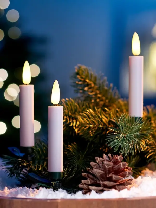 Светодиодные «Свечи на прищепках» 10 см, набор 10 шт, 10 LED, от батареек АААх10, пульт, свечение тёплое белое