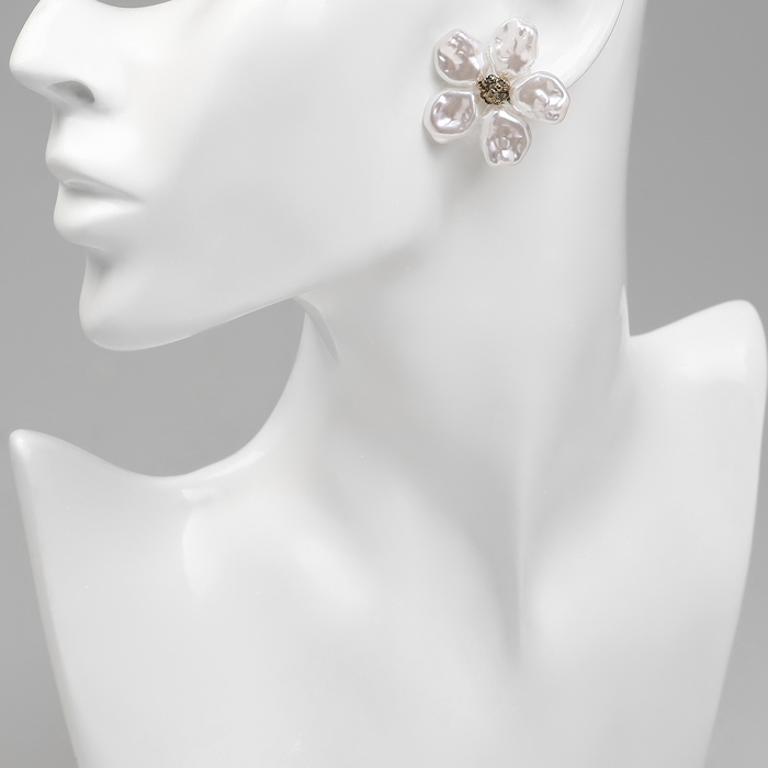 Серьги с жемчугом «Эксклюзив» цветок, цвет золото Серьги с жемчугом «Эксклюзив» цветок, цвет золото