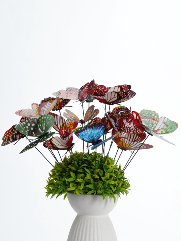 Набор штекеров "Бабочки светящиеся" в наборе 20шт, 9см