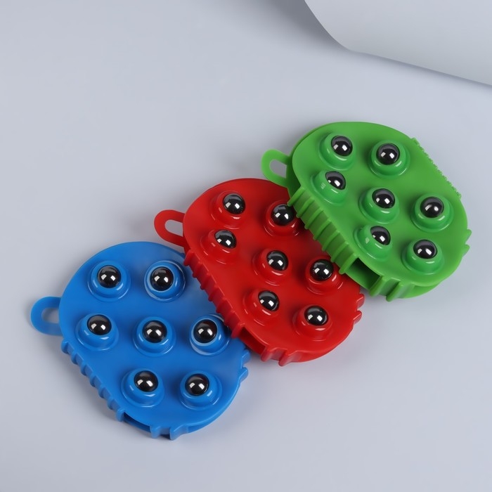 Массажёр, двусторонний, универсальный, 7 шариков, с подвесом, 13 × 10 × 4см, цвет МИКС Массажёр, двусторонний, универсальный, 7 шариков, с подвесом, 13 × 10 × 4см, цвет МИКС