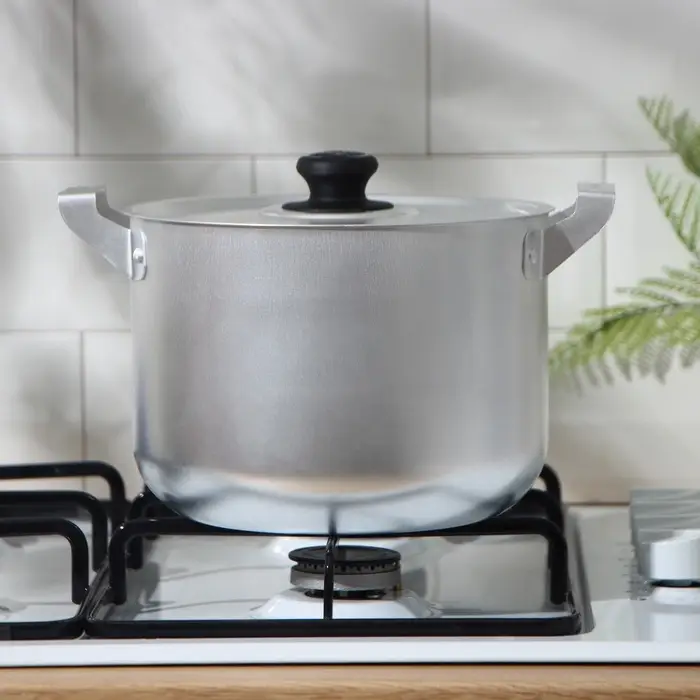 Кастрюля, 4.5 л, металлическая крышка, алюминий, серебристая