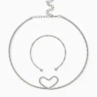 Набор 2 предмета: чокер, браслет &laquo;Обруч&raquo;, сердце, цвет серебро