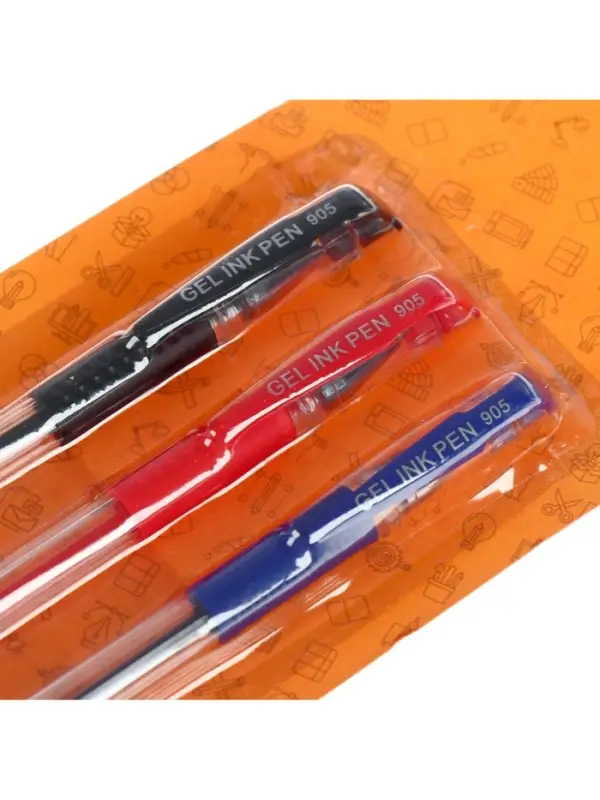 Набор гелевых ручек, 3 цвета: красный, синий, чёрный, 0.5 мм