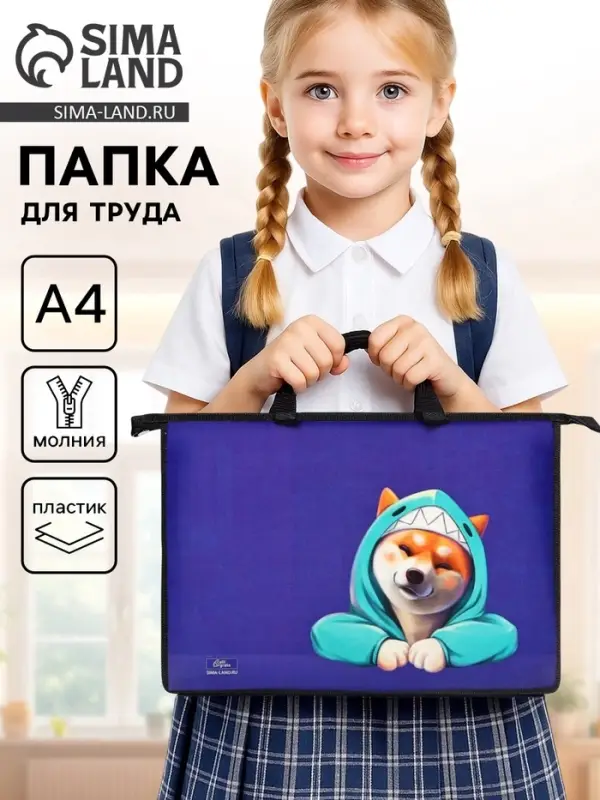 Папка для труда, А4, пластиковая, 33.5&times;23.5&times;5.5 см &laquo;Сиба&raquo;