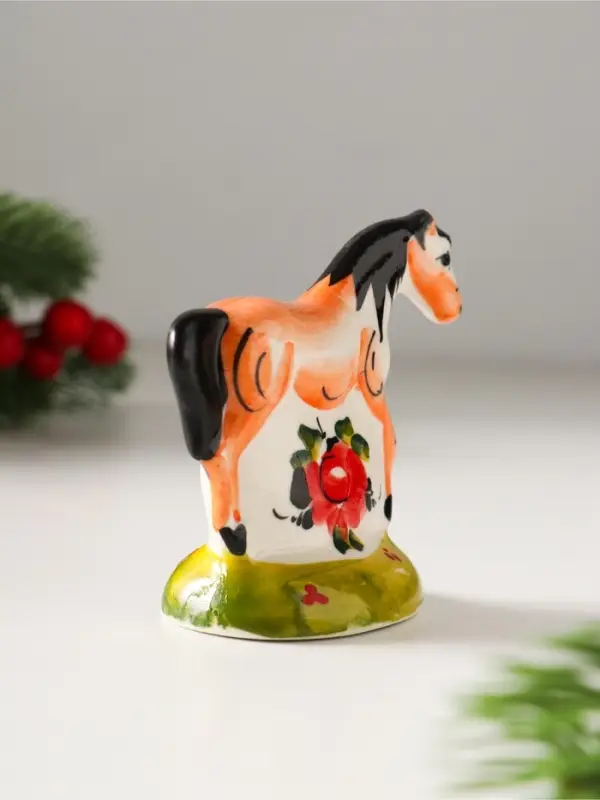 Сувенир Лошадь Зорька, 7х7х3,5 см, гжель,цвет Сувенир Лошадь Зорька, 7х7х3,5 см, гжель,цвет