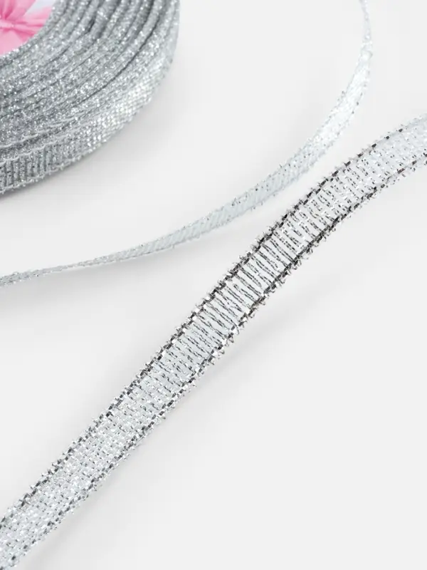 Лента парчовая, 6 мм, 23&plusmn;1 м, цвет серебряный