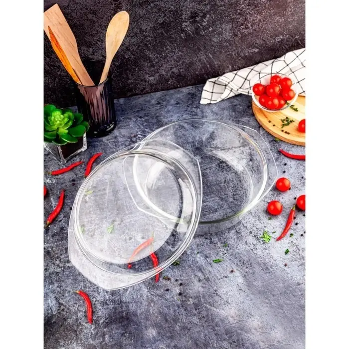 Кастрюля для запекания Доляна &laquo;Фуэго&raquo;, 3 л, 30.8&times;26.7&times;12 см, жаропрочное стекло, прозрачная