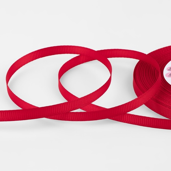 Лента репсовая, 6 мм, 23 ± 1 м, цвет тёмно-красный №33 Лента репсовая, 6 мм, 23 ± 1 м, цвет тёмно-красный №33