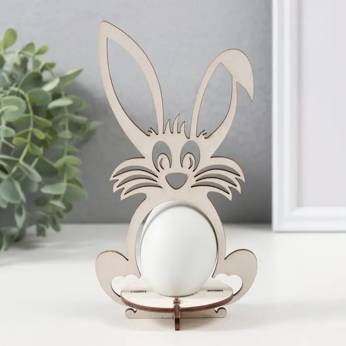 Подставка для пасхального яйца «Заяц», набор 3 детали, 9.3×6.5×17 см, белый Подставка для пасхального яйца «Заяц», набор 3 детали, 9.3×6.5×17 см, белый