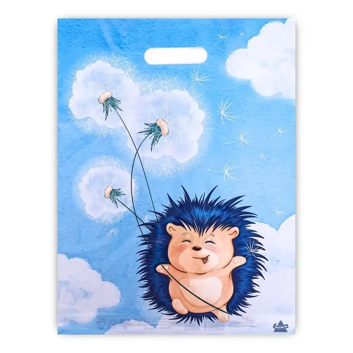 Пакет &laquo;Ежик с одуванчиком&raquo;, полиэтиленовый с вырубной ручкой, 30&times;40 см, 60 мкм