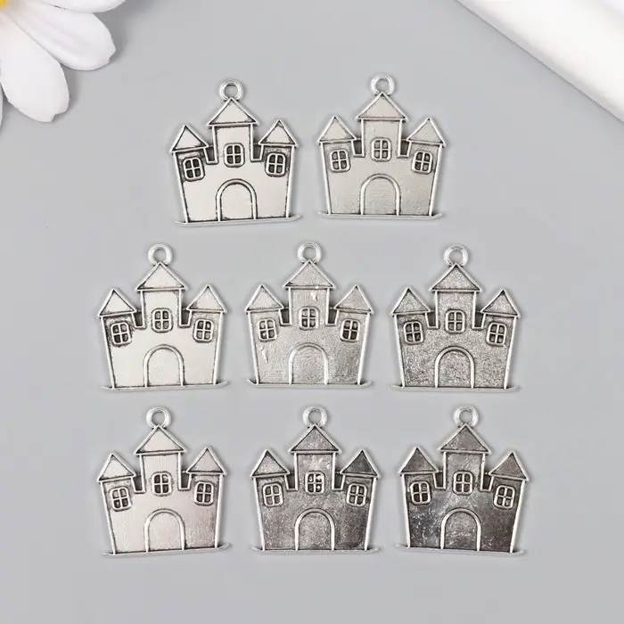 Металлический элемент, декоративная подвеска «Арт Узор. Замок», серебро, 2.4×2.1 см Металлический элемент, декоративная подвеска «Арт Узор. Замок», серебро, 2.4×2.1 см