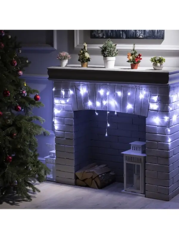 Гирлянда &laquo;Бахрома&raquo; 3&times;0.5 м, IP20, прозрачная нить, 80 LED, свечение белое, 8 режимов, 220 В