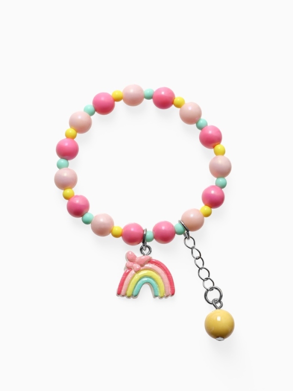 Браслет детский "Выбражулька" бусина на цепочке и радуга, цветной