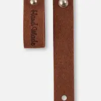 Бирка с кнопкой Hand made, 8&times;1.5 см, 10 шт., коричневая