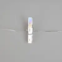 Гирлянда &laquo;Нить&raquo; 2 м роса с насадками &laquo;Прищепки&raquo;, IP20, серебристая нить, 20 LED, свечение тёплое белое, ААх2