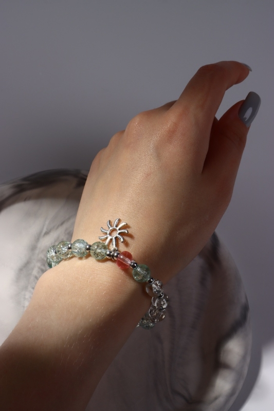 Браслет «Радость» солнце, цвет бело-голубой в серебре, d=7