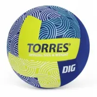Мяч волейбольный TORRES Dig, V22345, р. 5, ТПЕ, бутиловая камера, клееный, МИКС