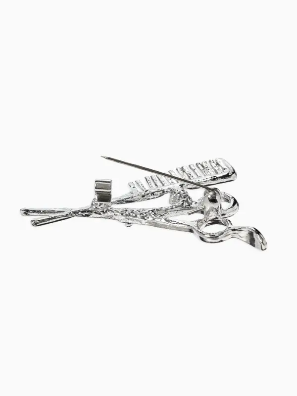 Брошь &laquo;Парикмахер&raquo;, белая в серебре