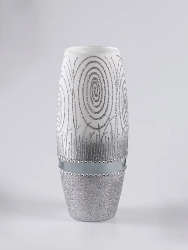 Ваза «Соблазн», овал, h=26 см, стекло, бело-серебристая