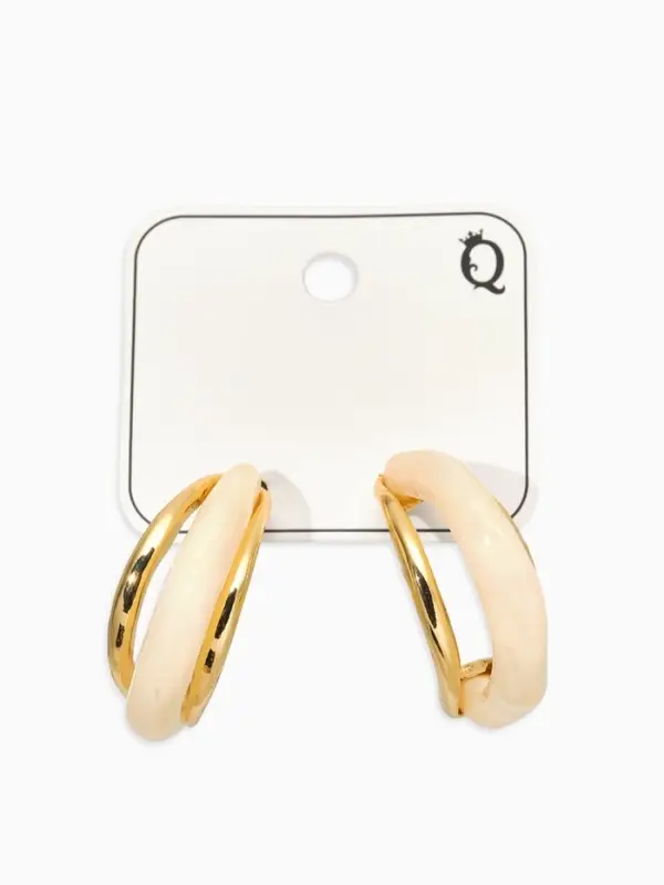 Серьги большие &laquo;Стиль. Полукольцо&raquo;, акрил, белые в золоте