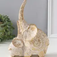 Сувенир полистоун "Слон со слонёнком. Золотые круги" 15х7х20,5 см