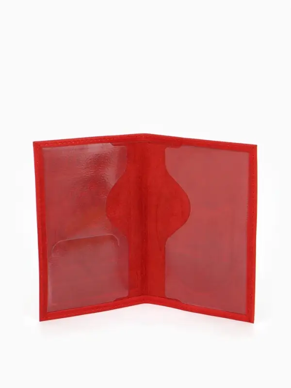 Обложка для паспорта, натуральная кожа, с гербом, красная