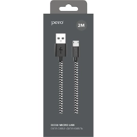 Кабель USB PERO DC-04 micro-USB, 2,5А, 2м, Silver-black