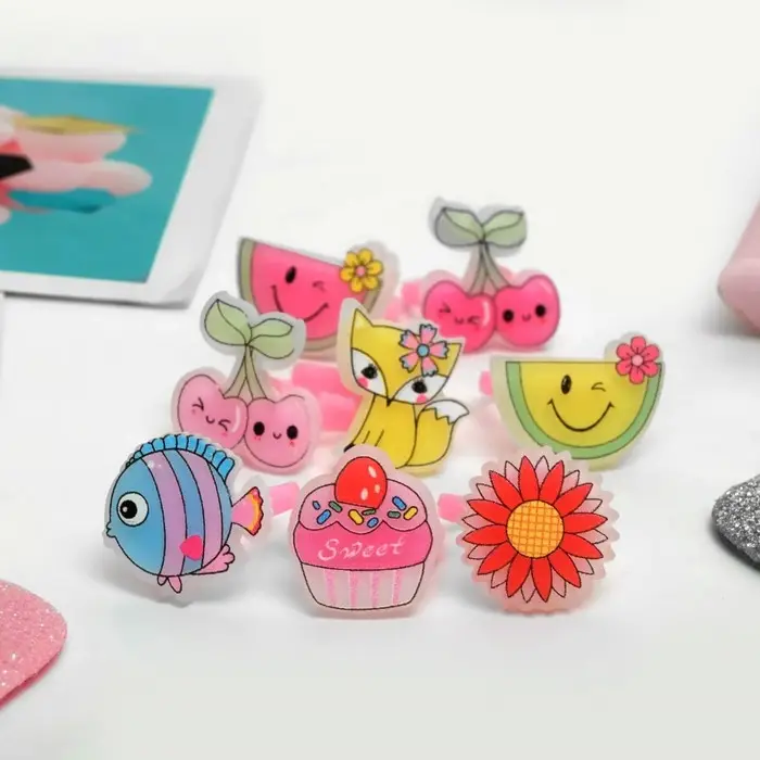 Кольцо детское Выбражулька «Фантазия», форма МИКС, цветное, безразмерное Кольцо детское Выбражулька «Фантазия», форма МИКС, цветное, безразмерное