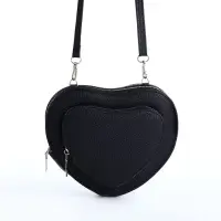 Сумка женская кросс-боди на молнии, в форме сердца, 20&times;5&times;16 см, чёрная