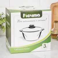 Кастрюля Мечта &laquo;Гранит&raquo;, 3 л, d=22 см, со стеклянной крышкой, антипригарное покрытие, литой алюминий, серая