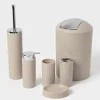 Набор аксессуаров для ванной комнаты SAVANNA &laquo;Сильва&raquo;, 6 предметов (дозатор, мыльница, 2 стакана, ёршик, ведро), цвет серый